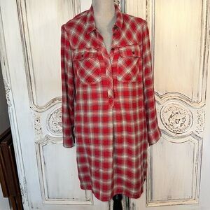 MADEWELL Cotton Blend Cowgirl Western Prairie Plaid Long Sleeve Dress Size S